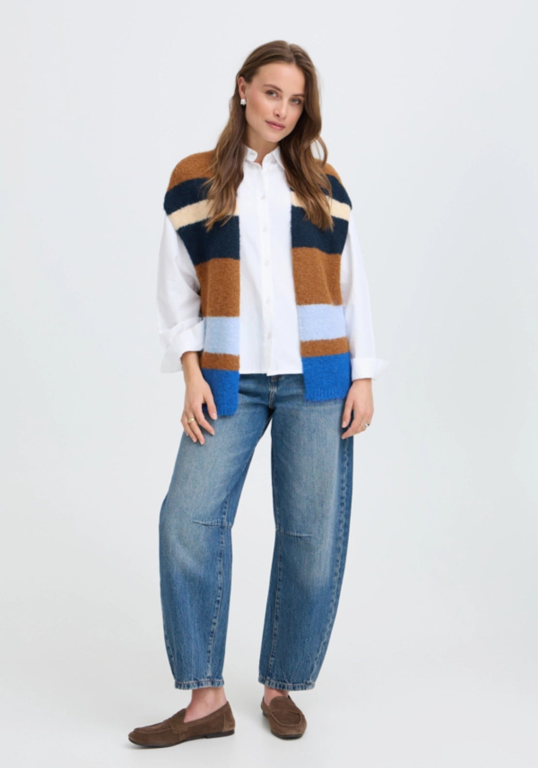 Millers Stripe Vest - Sepia Mel Stripe