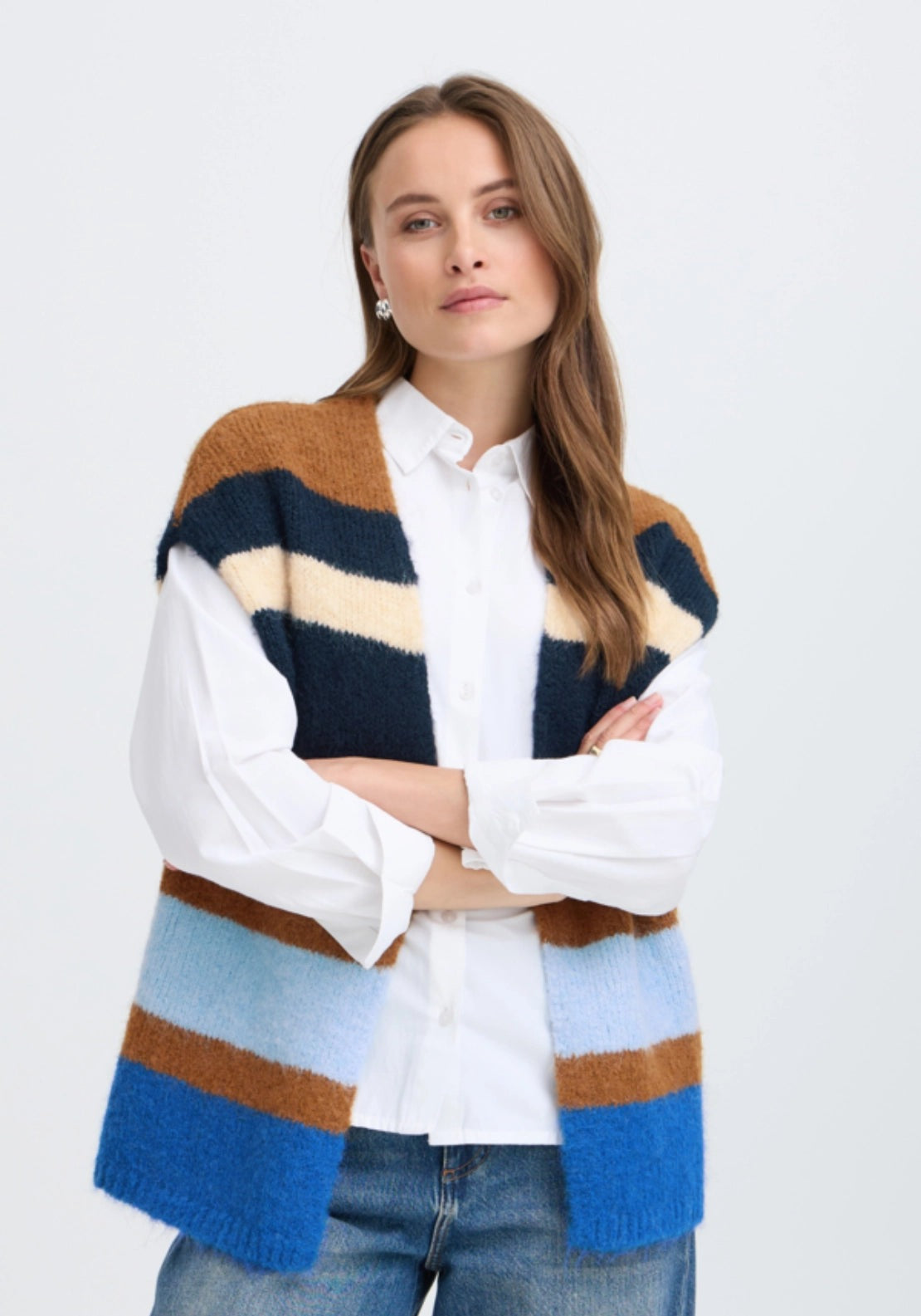 Millers Stripe Vest - Sepia Mel Stripe