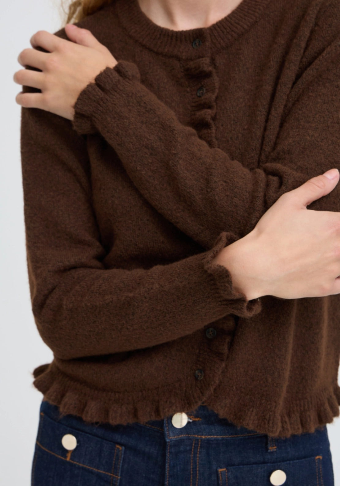 Ofira Frill Cardigan - Potting Soil Melange