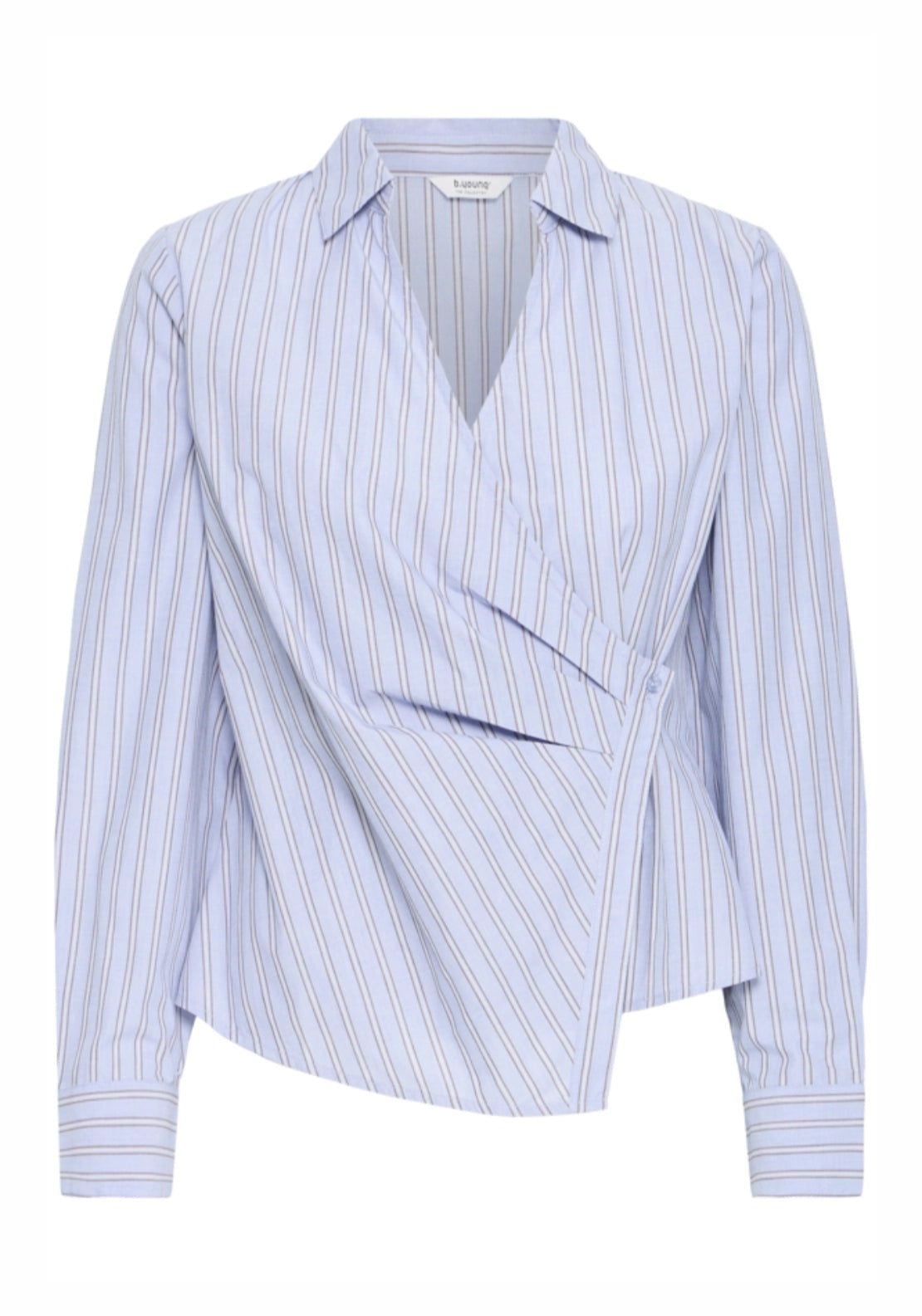 Hene Wrap Shirt - Chambray Blue Stripe