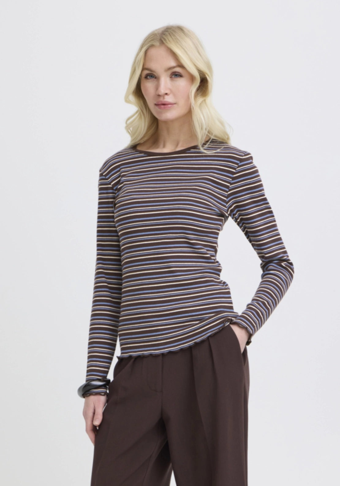 Tone Long Sleeve T-Shirt - Java Stripe
