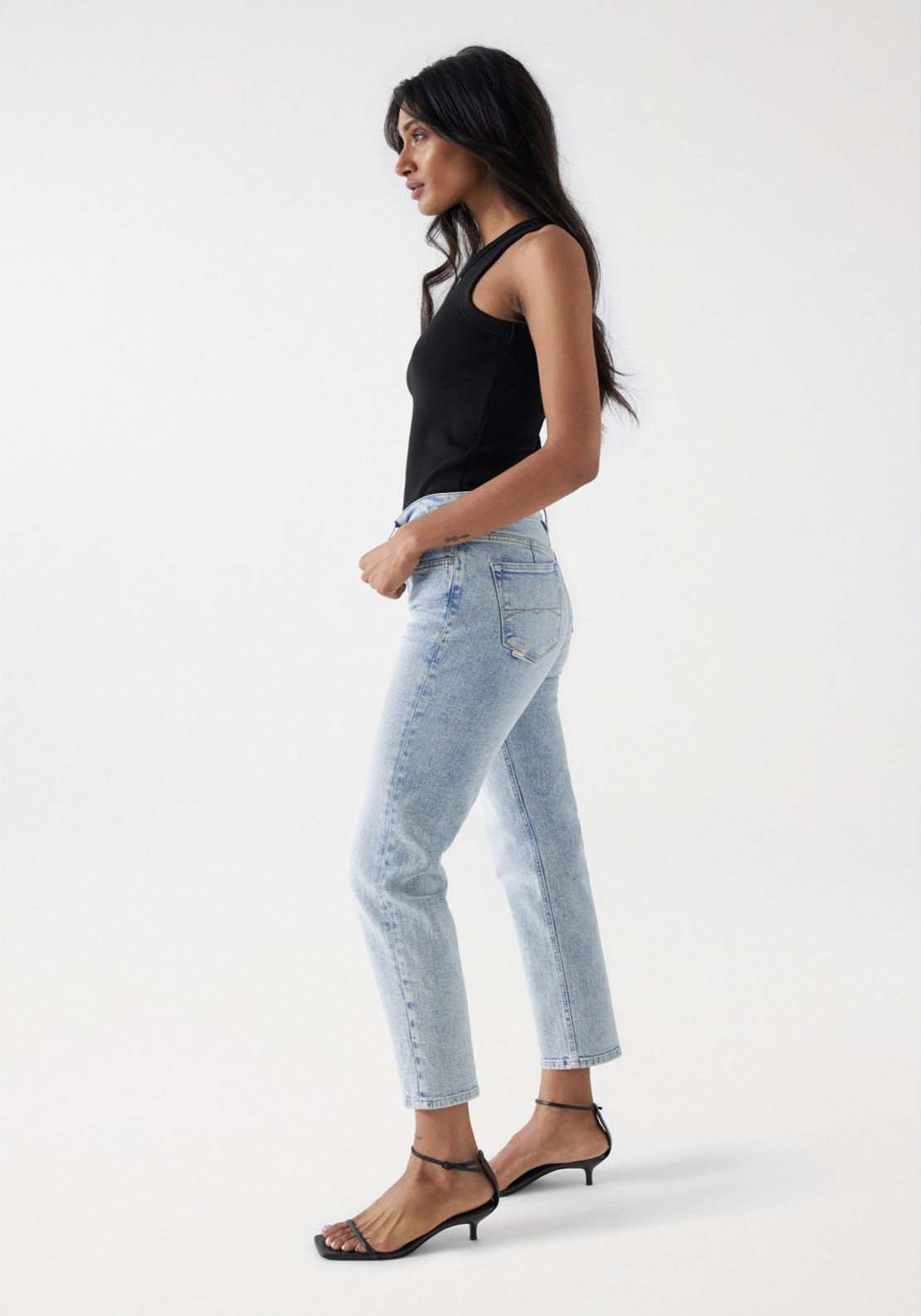 Salsa True Cropped Slim Jeans - Blue 3 Shaws Department Stores