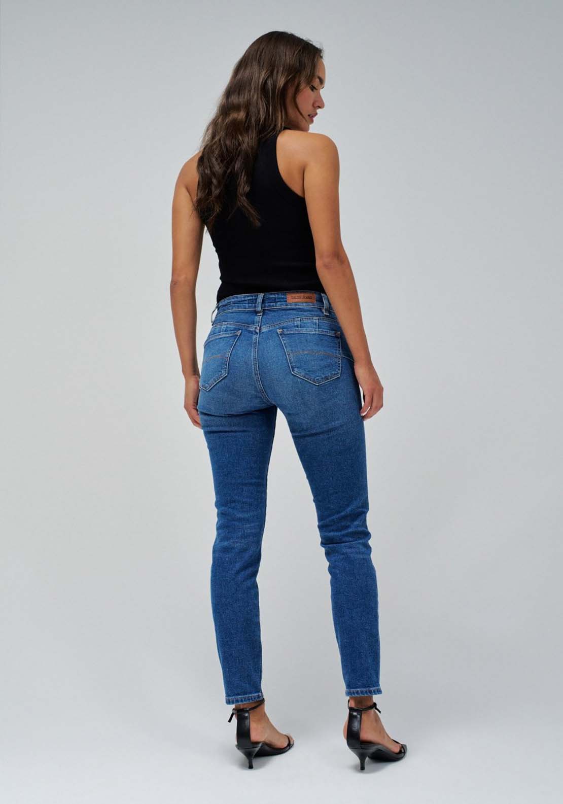 Salsa Destiny Cropped Skinny Jeans - Blue 3 Shaws Department Stores