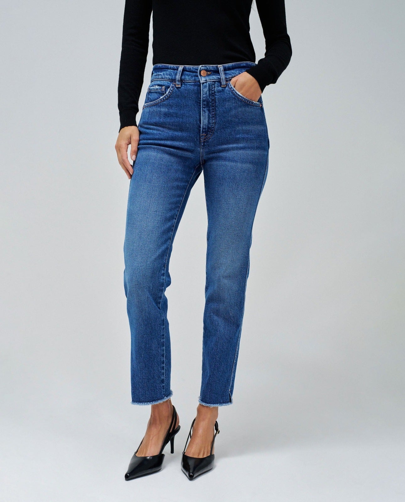 Salsa Faith Cropped Slim Jeans - Blue 2 Shaws Department Stores