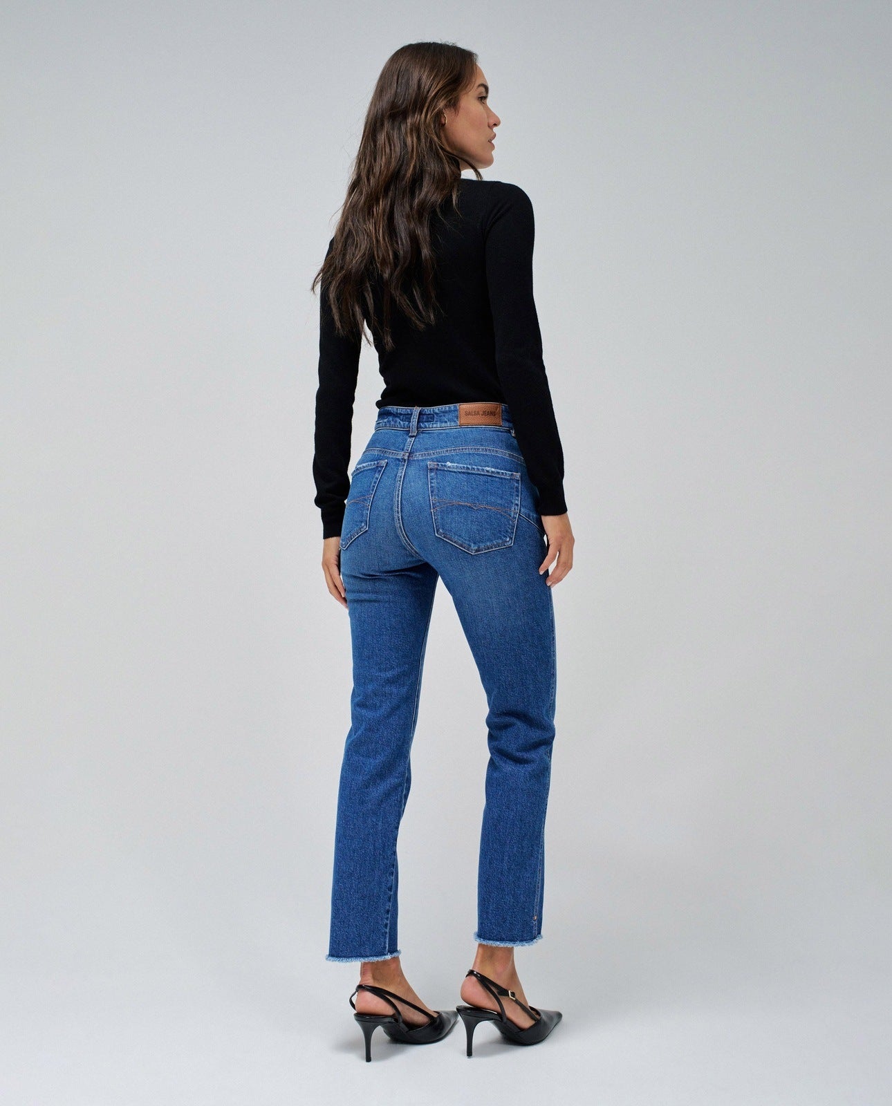 Salsa Faith Cropped Slim Jeans - Blue 4 Shaws Department Stores