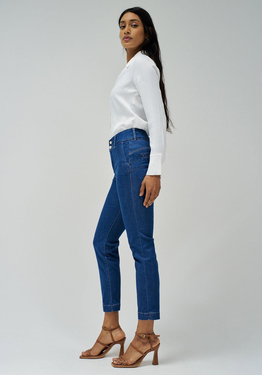 Salsa Secret Chino Push In Cropped Slim - Blue 3 Shaws Department Stores