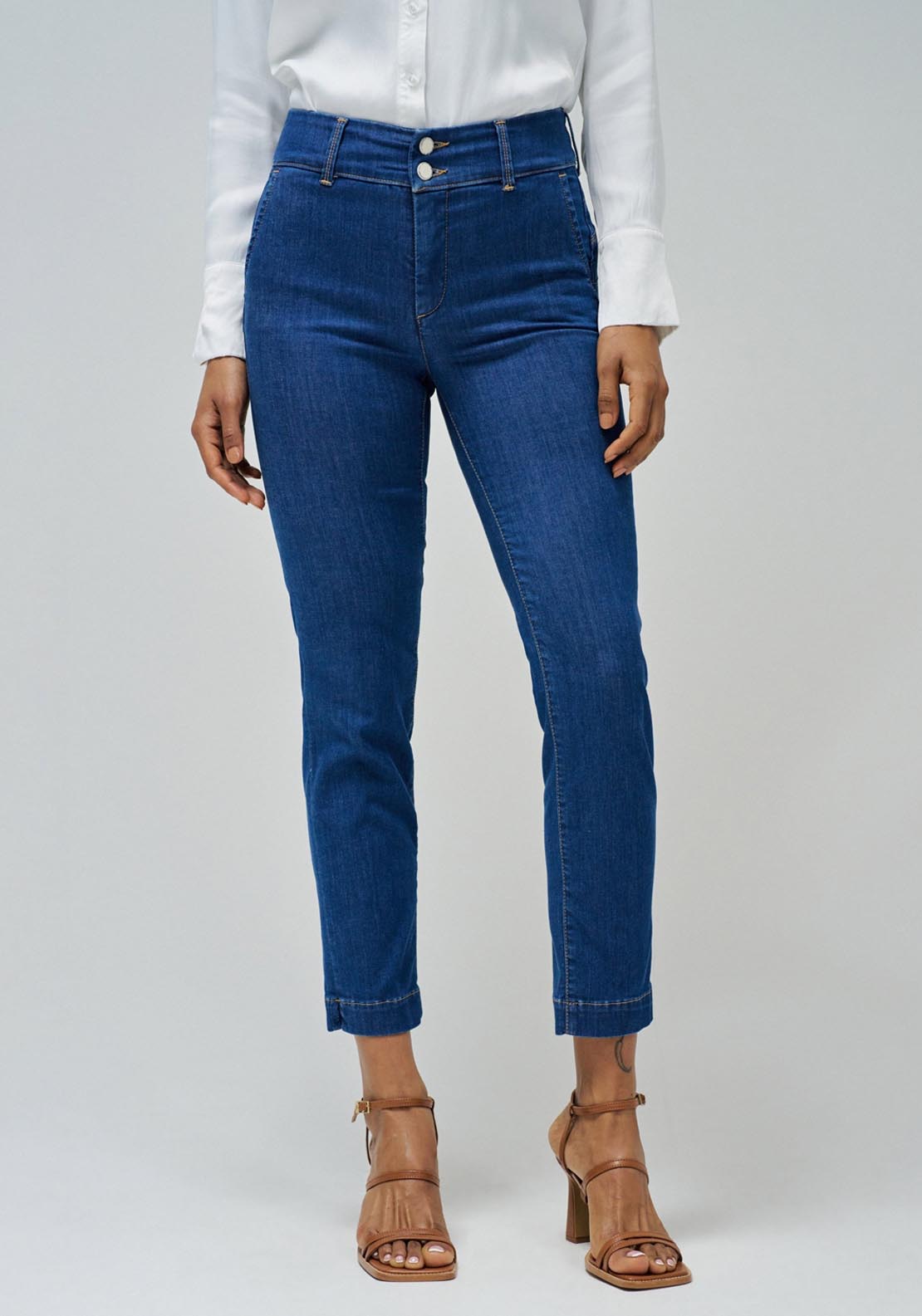 Salsa Secret Chino Push In Cropped Slim - Blue 1 Shaws Department Stores