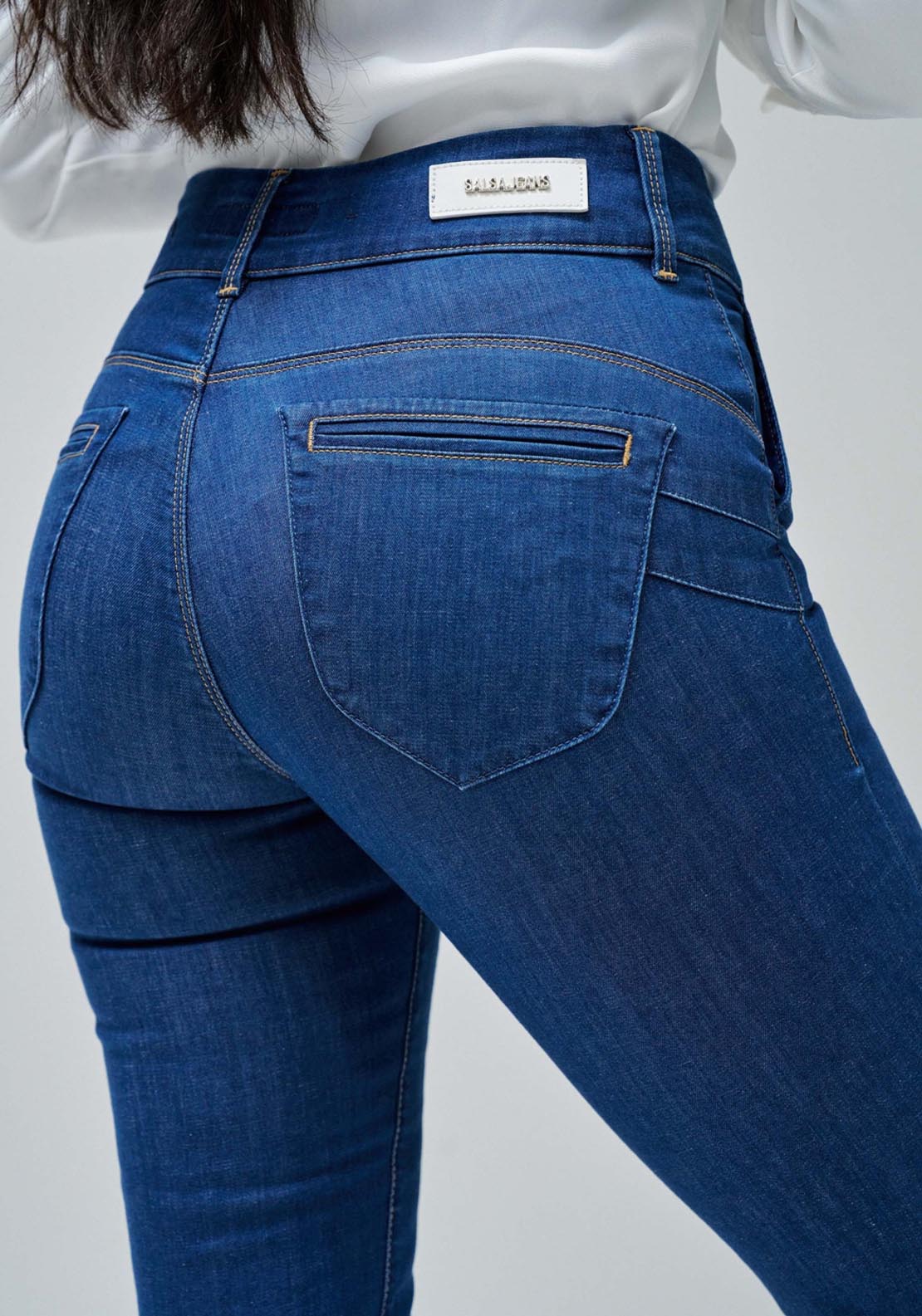 Salsa Secret Chino Push In Cropped Slim - Blue 4 Shaws Department Stores
