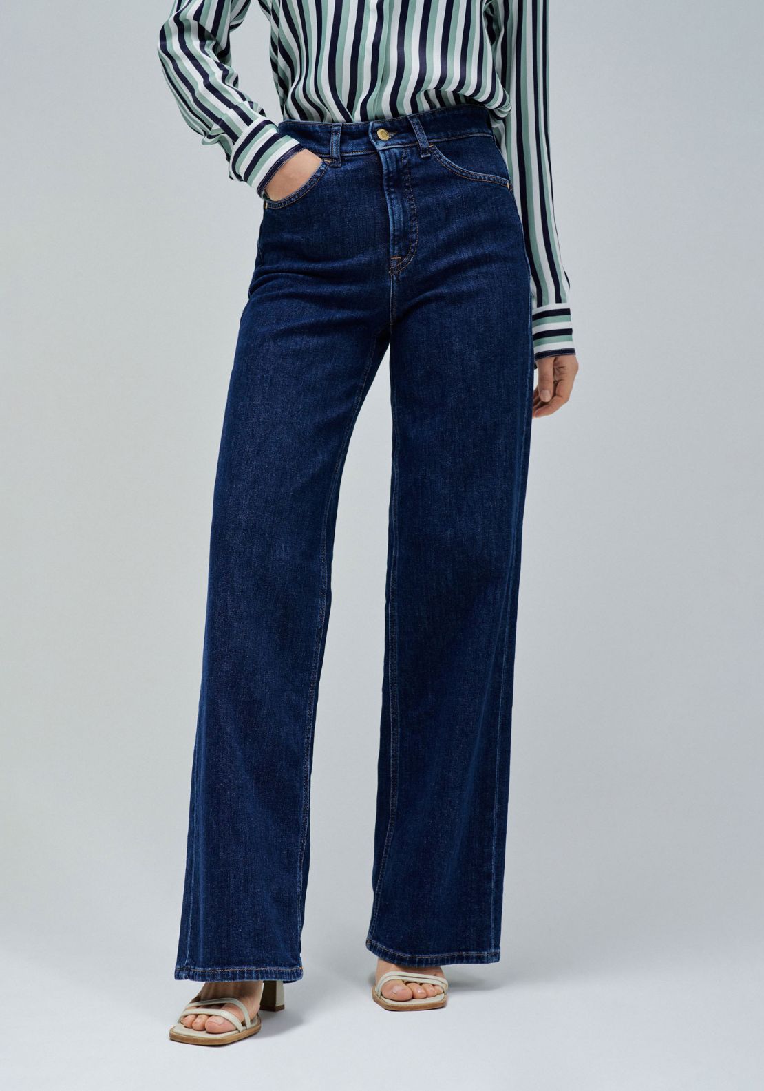 Salsa Faith Wide Leg Jeans - Blue 1 Shaws Department Stores