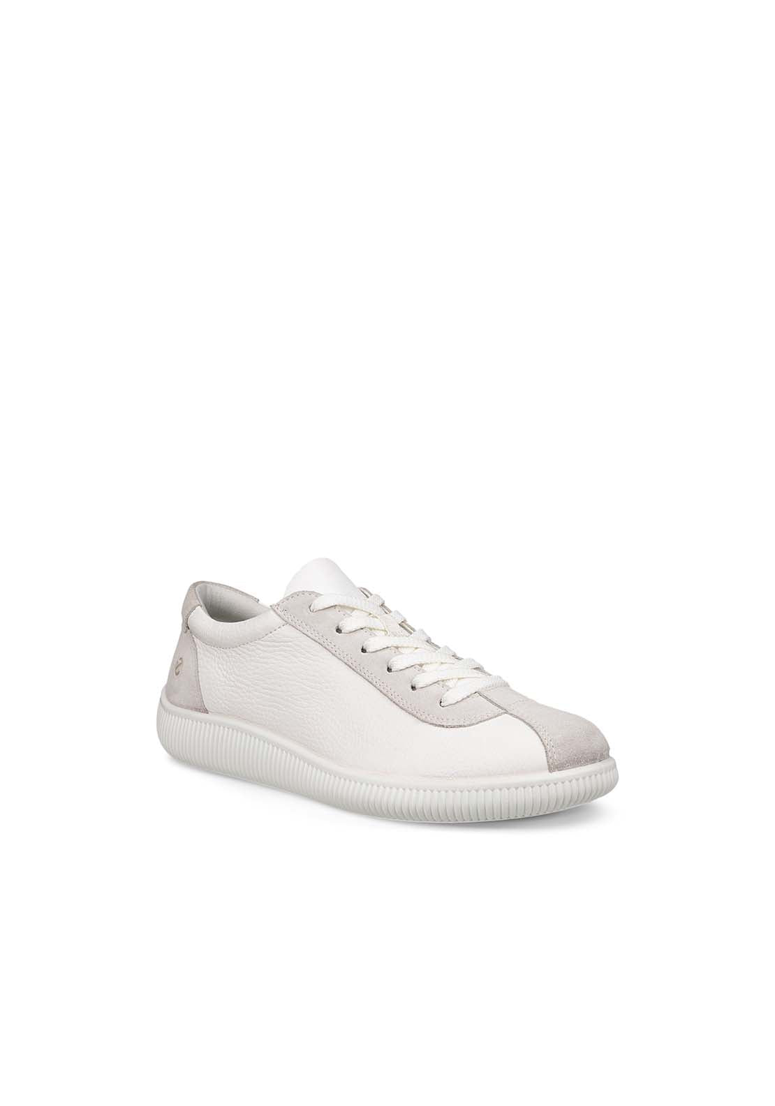 Ecco Soft Zero Casual Lace Shoe - White 1 Shaws Department Stores