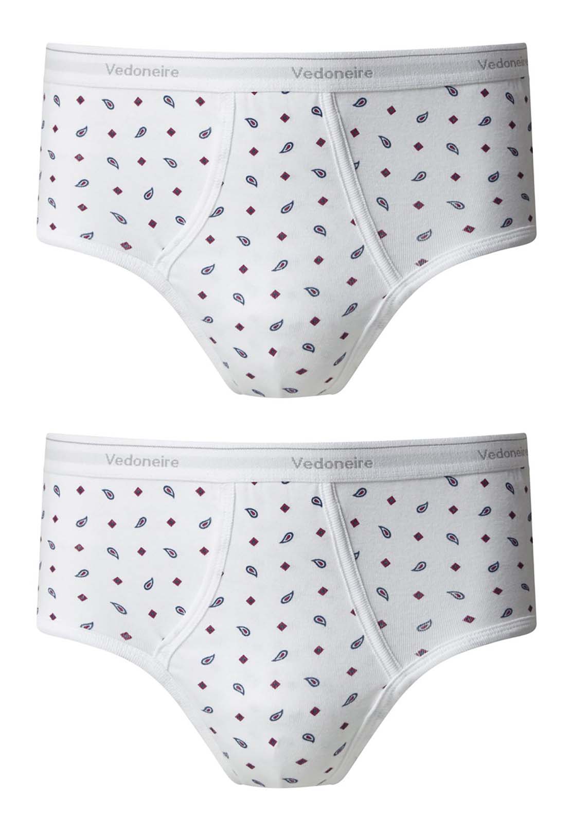 Vedoneire Mens Printed Cotton Executive Briefs 2 Pack - White 1 Shaws Department Stores