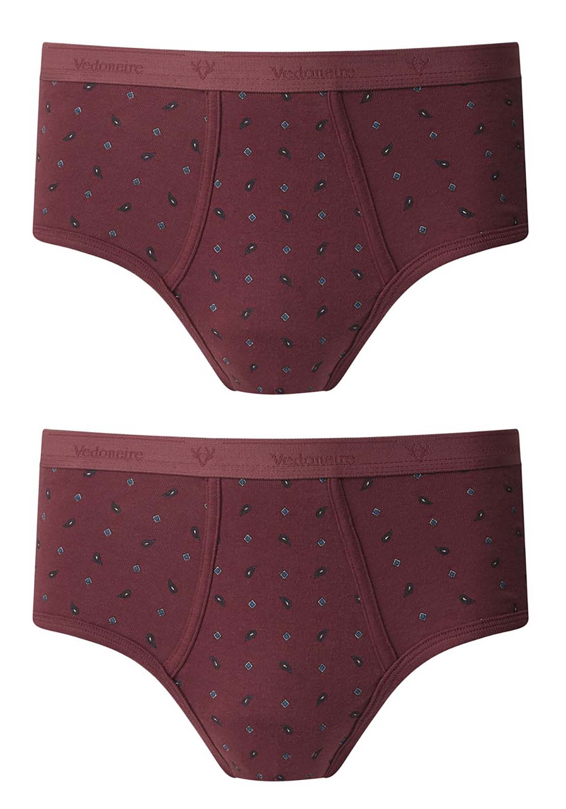 Vedoneire Mens Printed Cotton Executive Briefs 2 Pack - Wine 1 Shaws Department Stores