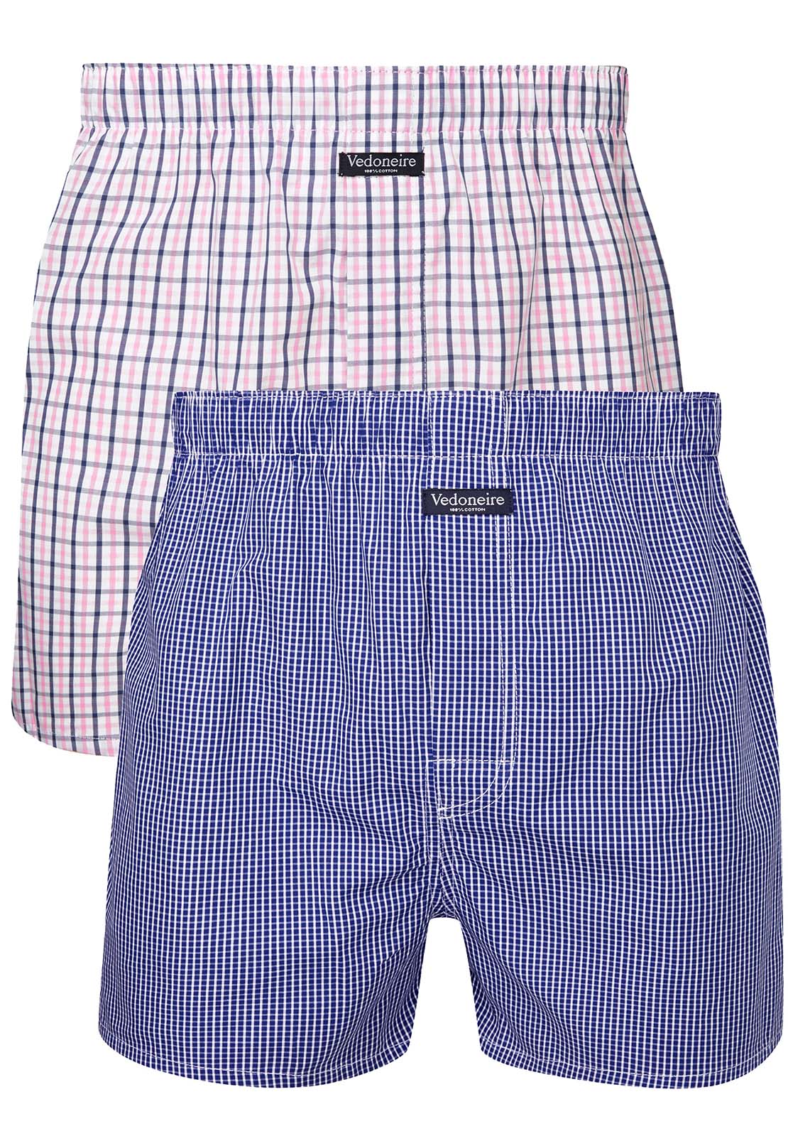 Vedoneire Mens Cotton Boxers 2 Pack - Multi 1 Shaws Department Stores