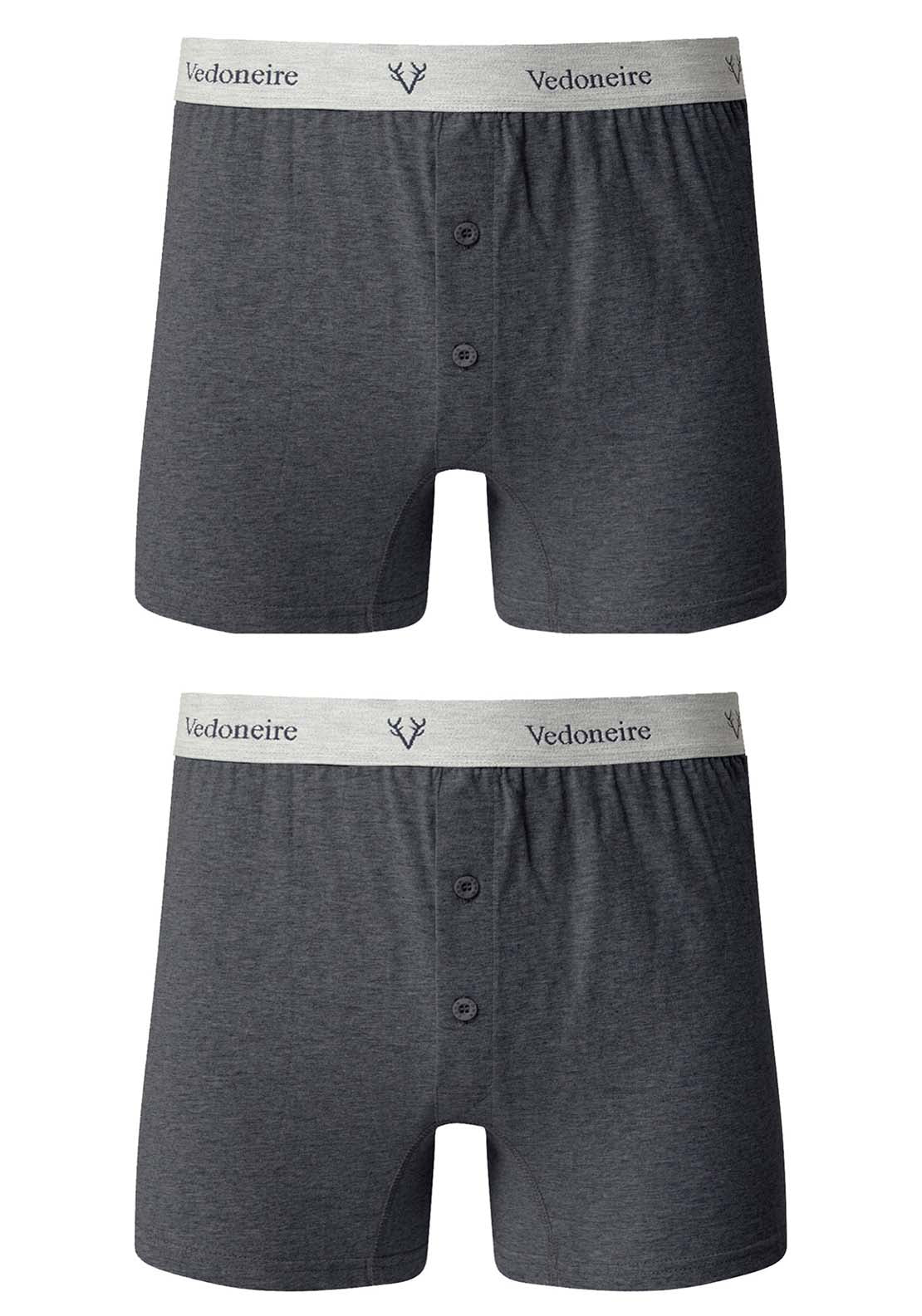 Vedoneire Mens Loose Fit Jersey Boxer Shorts 2 Pack - Grey 1 Shaws Department Stores