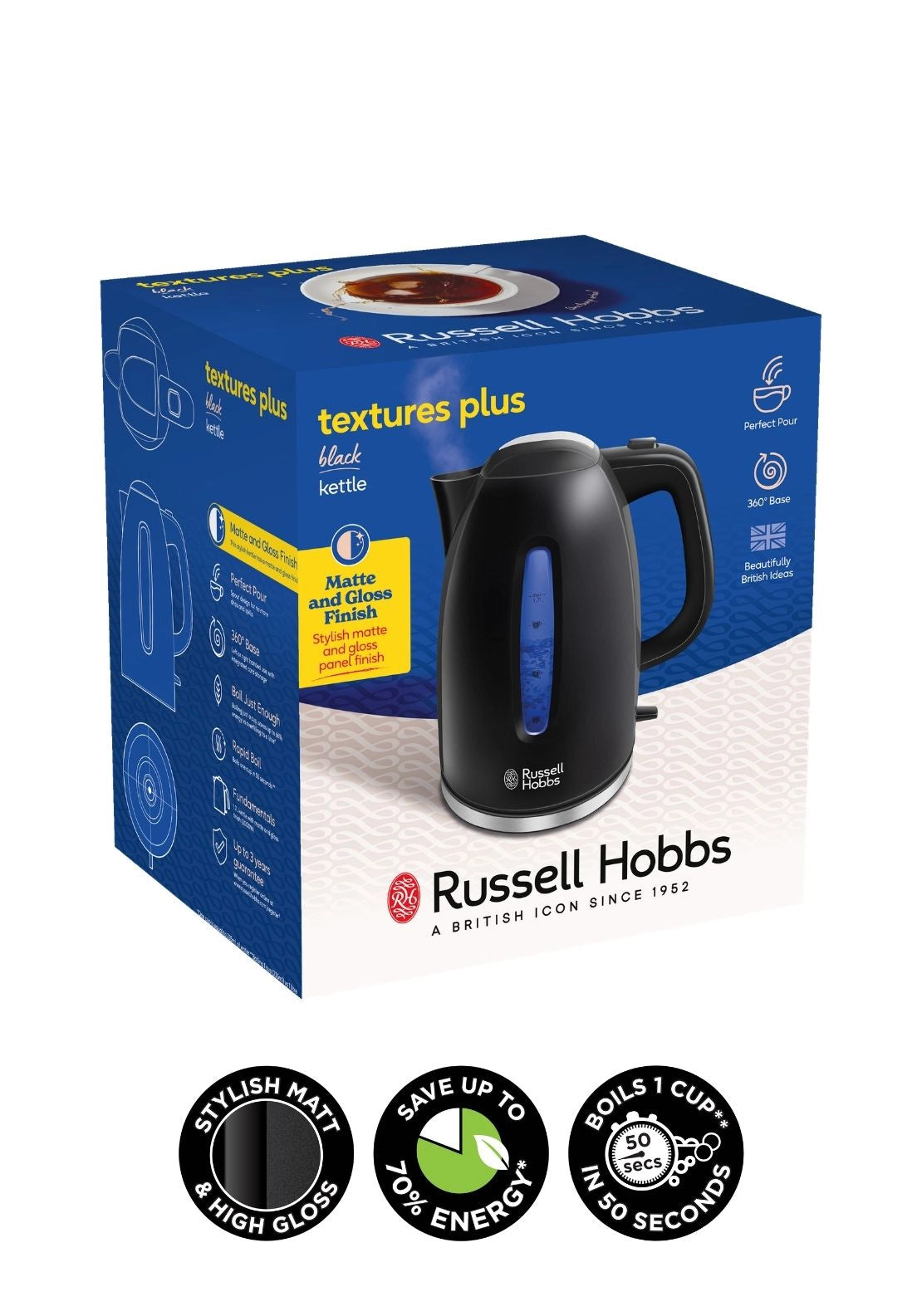 Textures Plus Kettle Black 1.7L - Model 22591