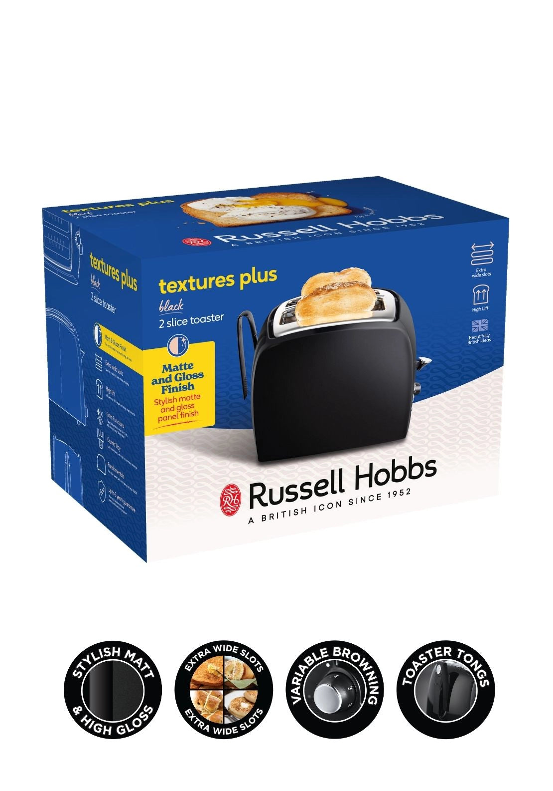 Textures Plus 2 Slice Toaster Black - Model 22601