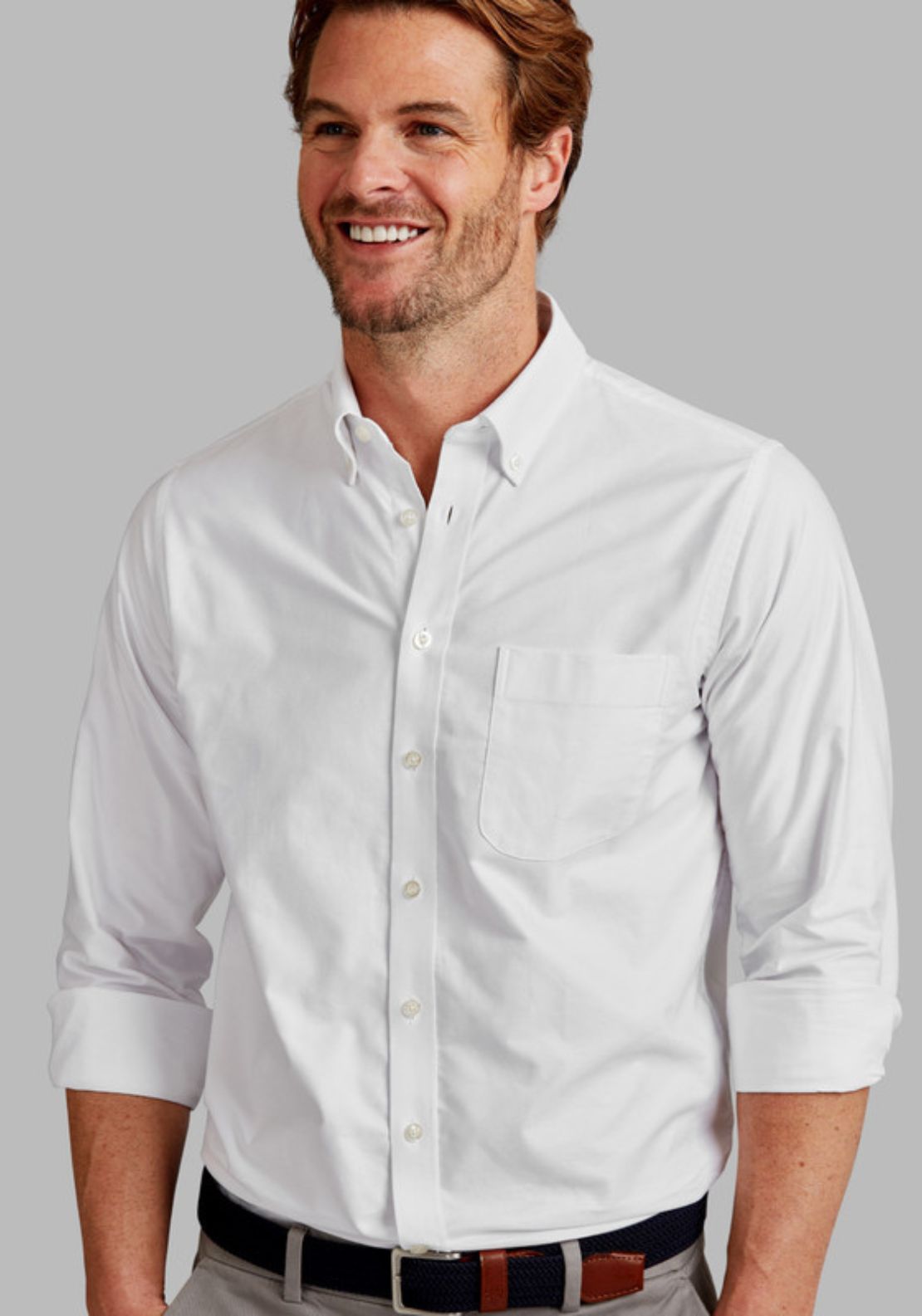 Vedoneire 100% Cotton Long Sleeve Oxford Shirt - White 1 Shaws Department Stores