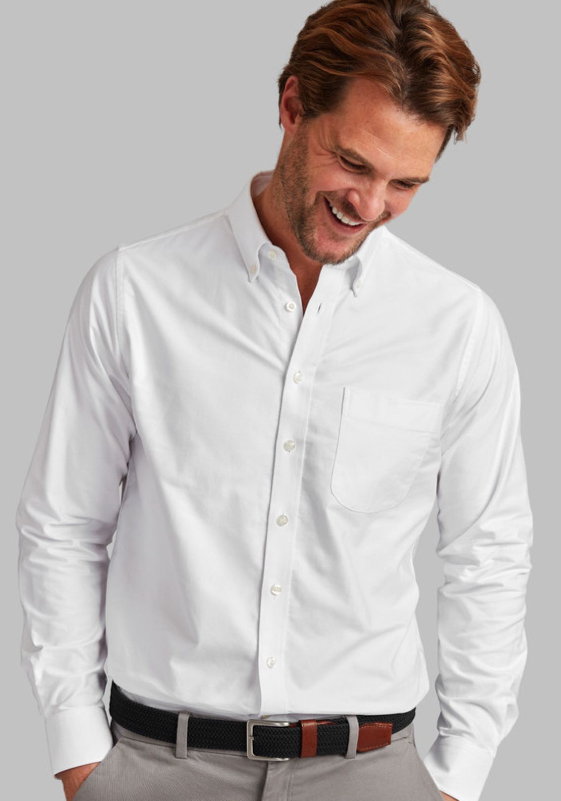Vedoneire 100% Cotton Long Sleeve Oxford Shirt - White 3 Shaws Department Stores