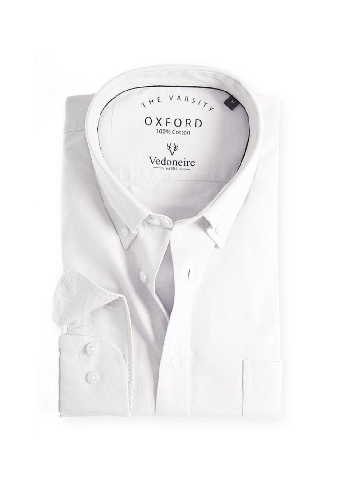 Vedoneire 100% Cotton Long Sleeve Oxford Shirt - White 4 Shaws Department Stores