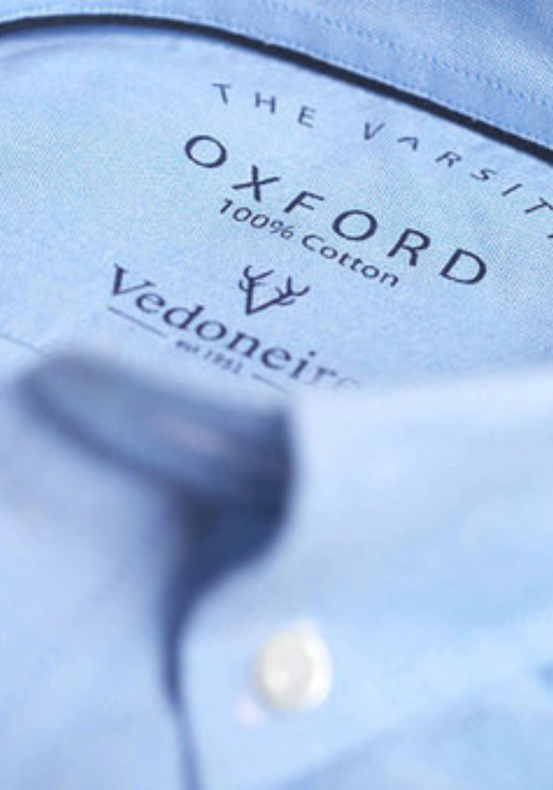 Vedoneire 100% Cotton Long Sleeve Oxford Shirt - Blue 4 Shaws Department Stores