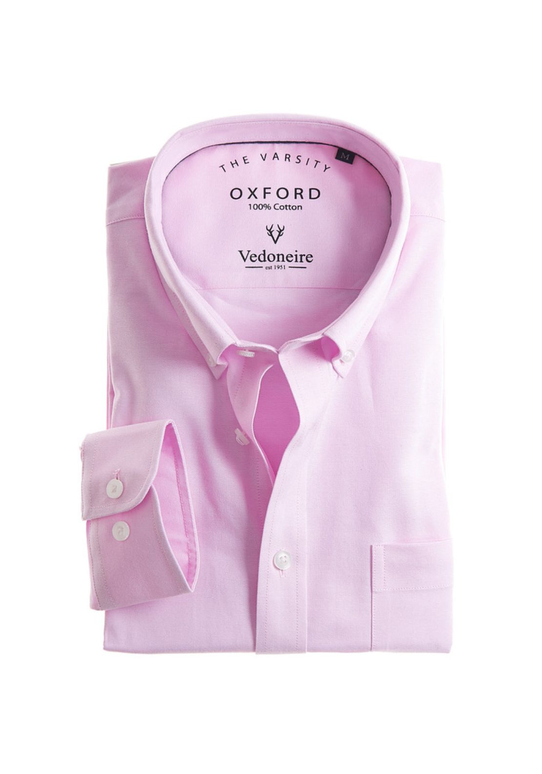 Vedoneire 100% Cotton Long Sleeve Oxford Shirt - Pink 4 Shaws Department Stores