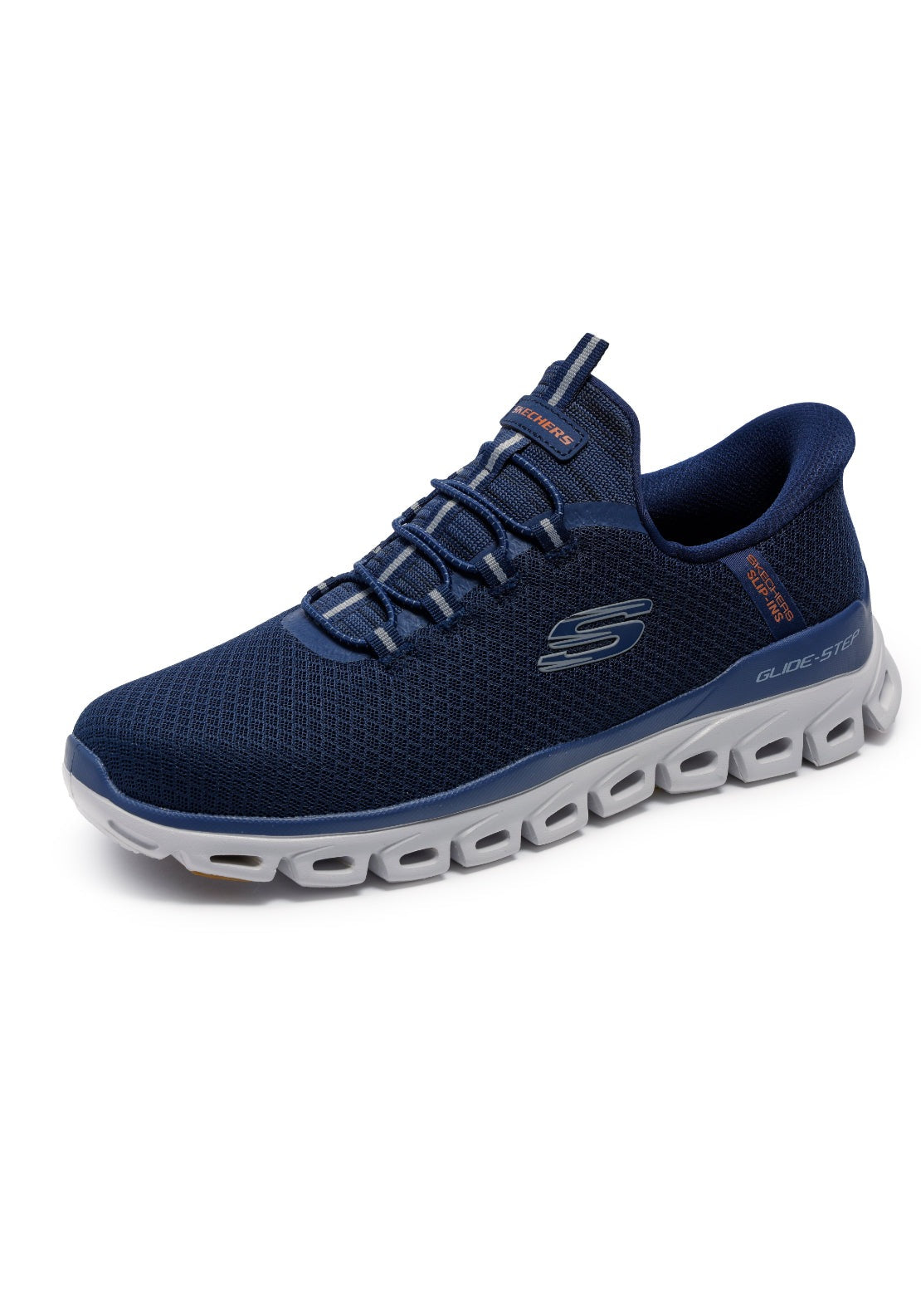 Skechers Slide Ins Glide Step Noxus - Navy / Tan 3 Shaws Department Stores