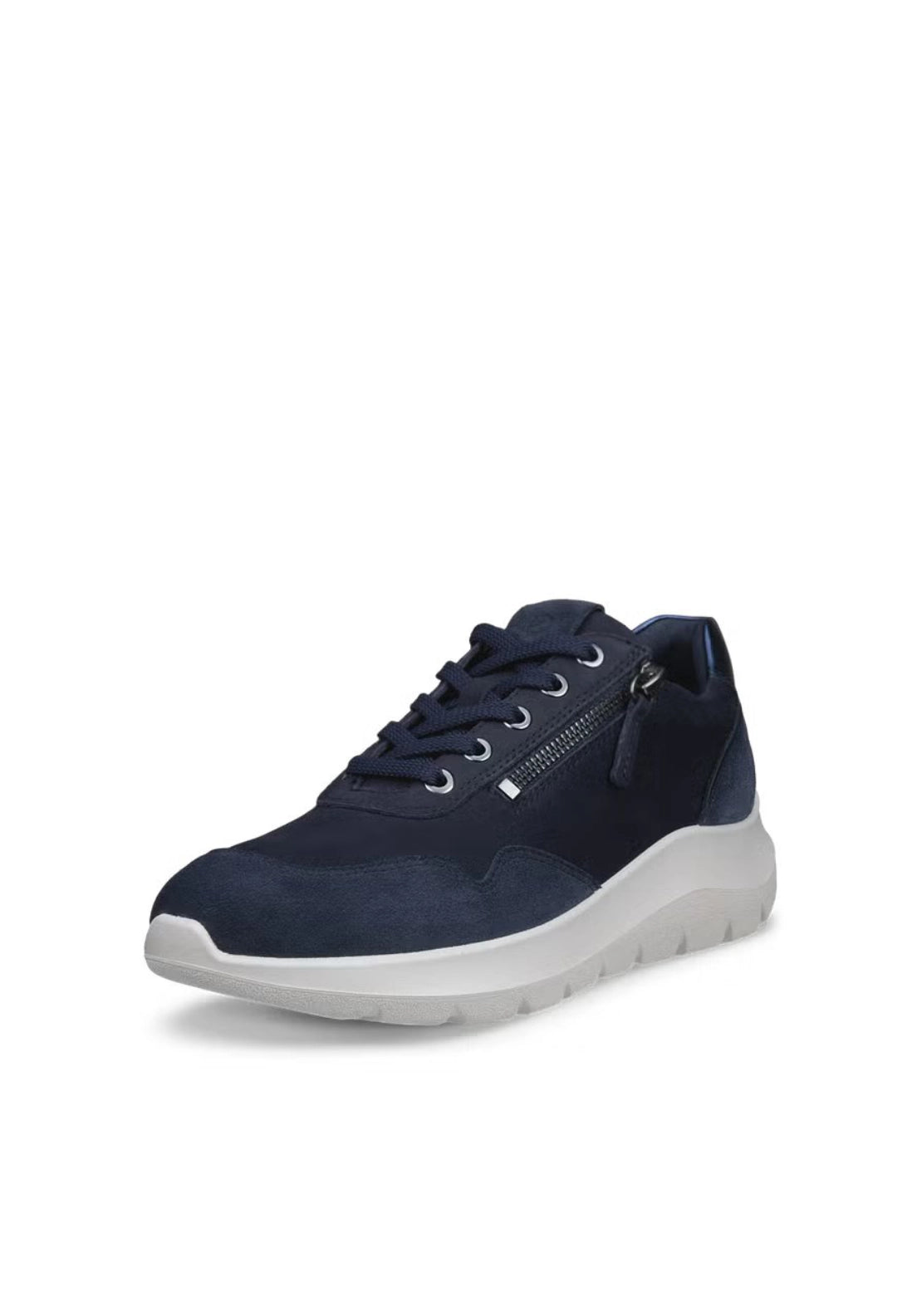 Valerie Side Zip Lace Trainer - Navy