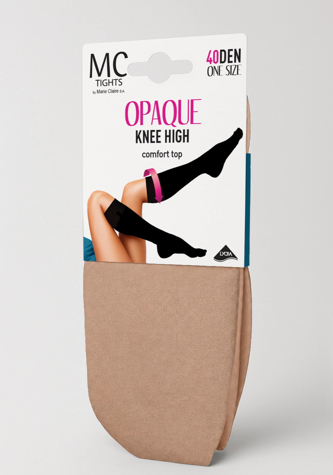 Marie Claire 40 Denier Opaque Comfort Top Knee Highs - Beige 2 Shaws Department Stores