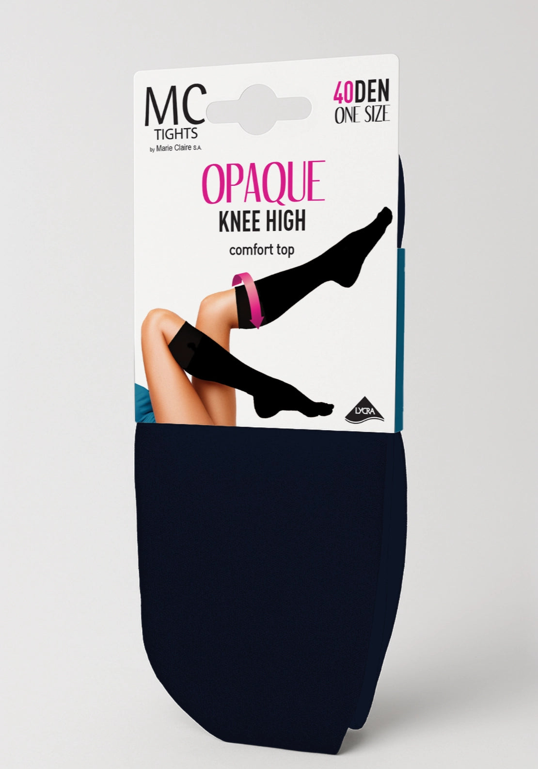 40 Denier Opaque Comfort Top Knee Highs - Navy