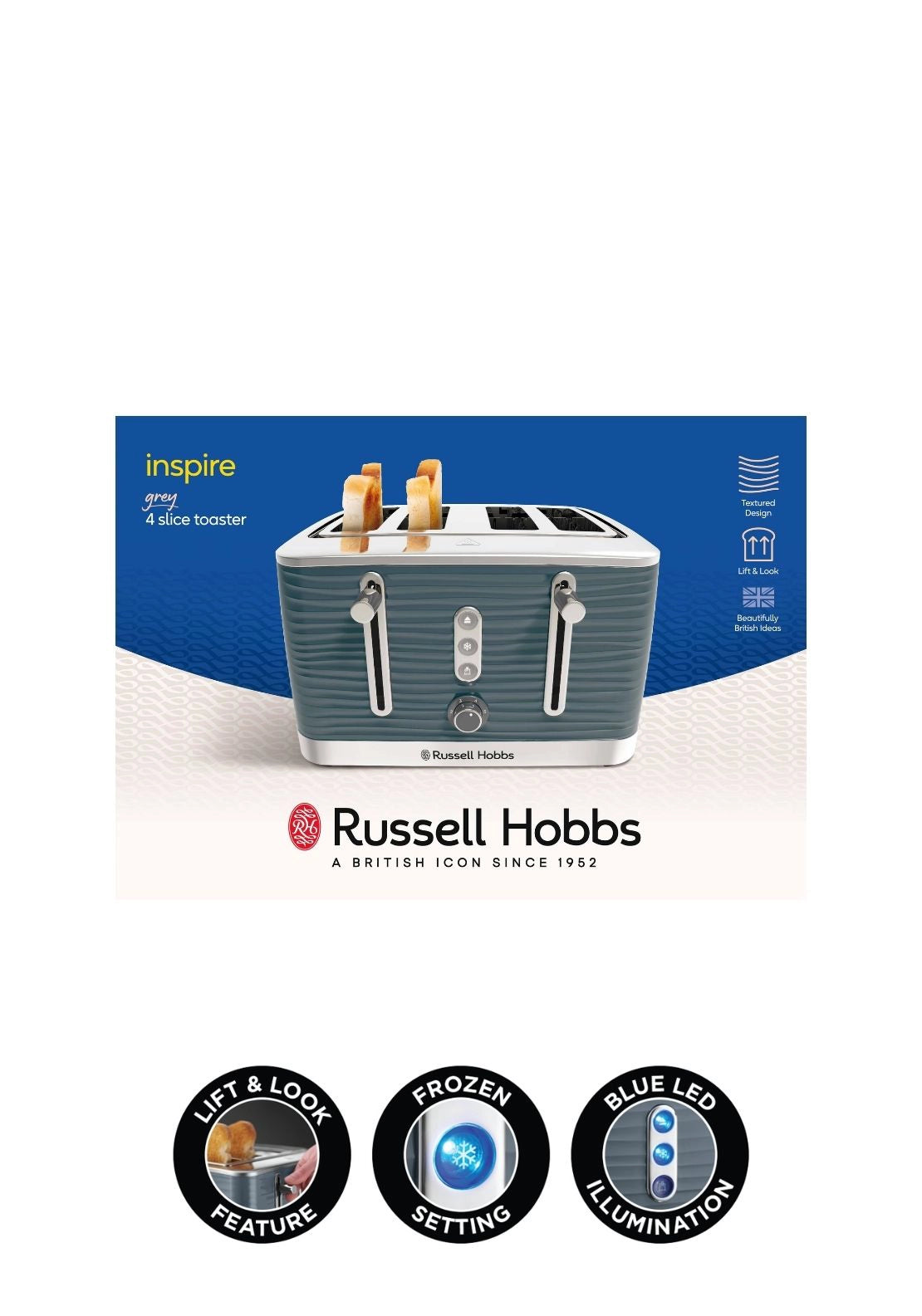 Inspire 4 Slice Toaster Grey - Model 24383