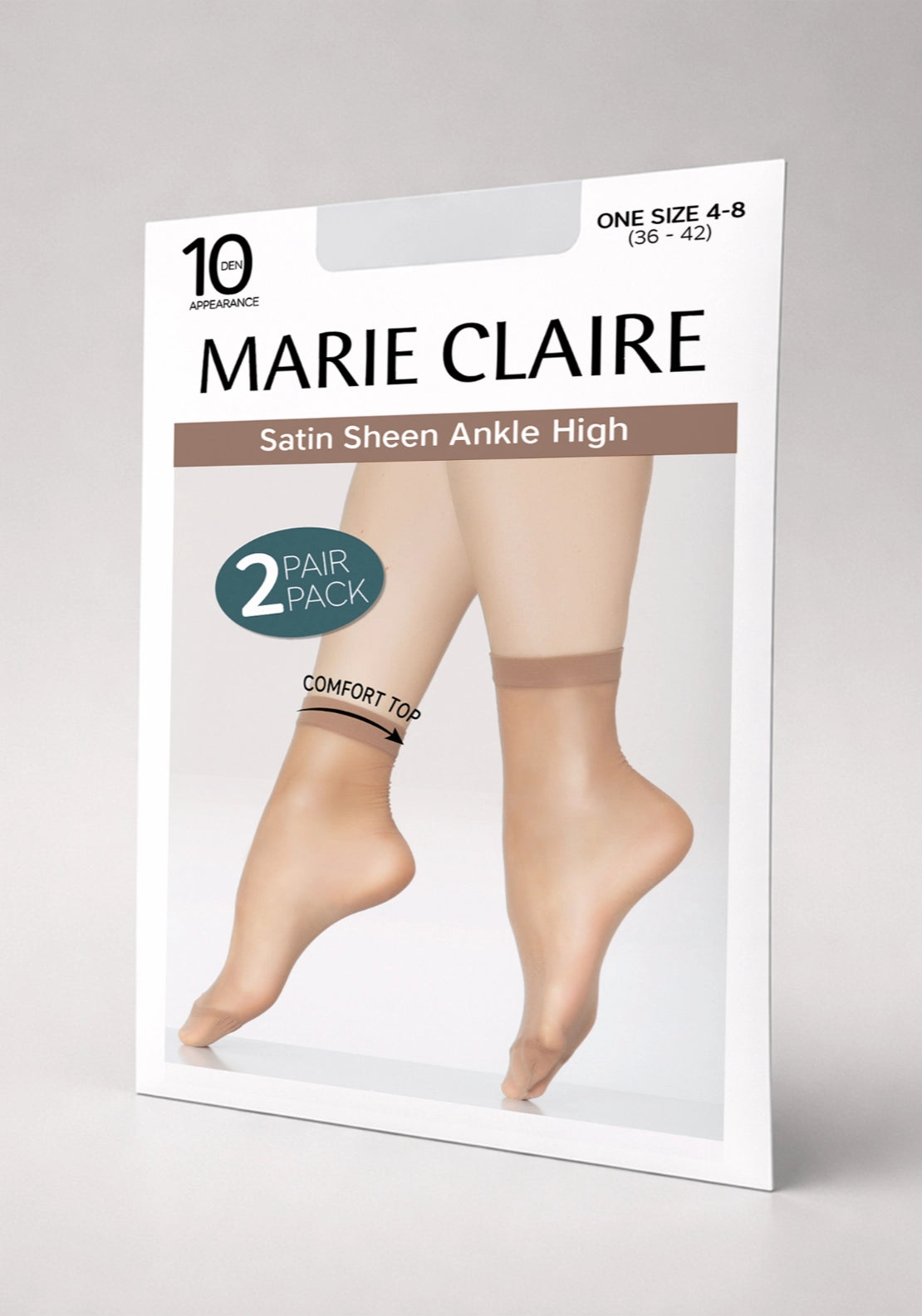 Satin Sheen 10 Denier Ankle Highs 2 Pair Pack - Black