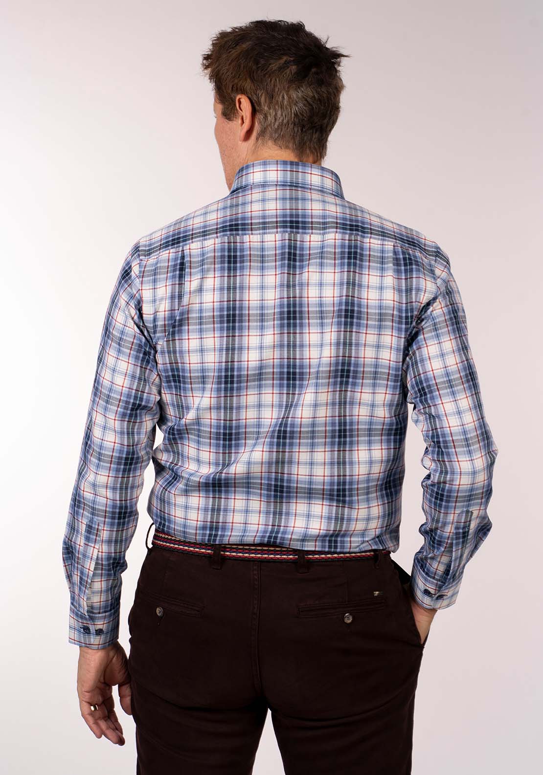 Lerros Long Sleeve Check Shirt - Frosted Blue 8 Shaws Department Stores
