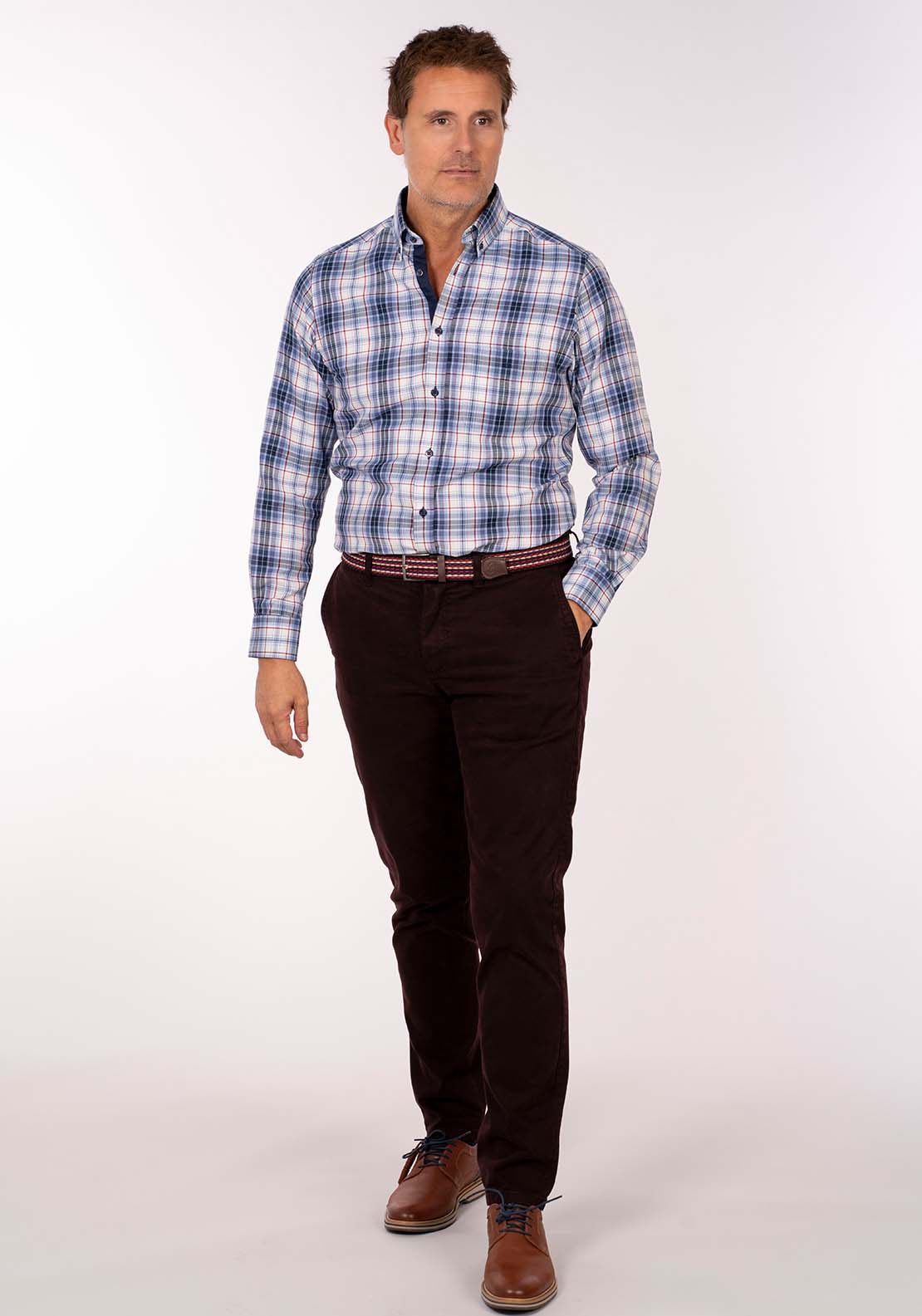 Lerros Long Sleeve Check Shirt - Frosted Blue 9 Shaws Department Stores
