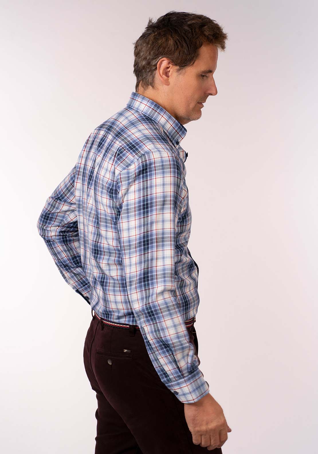 Lerros Long Sleeve Check Shirt - Frosted Blue 7 Shaws Department Stores