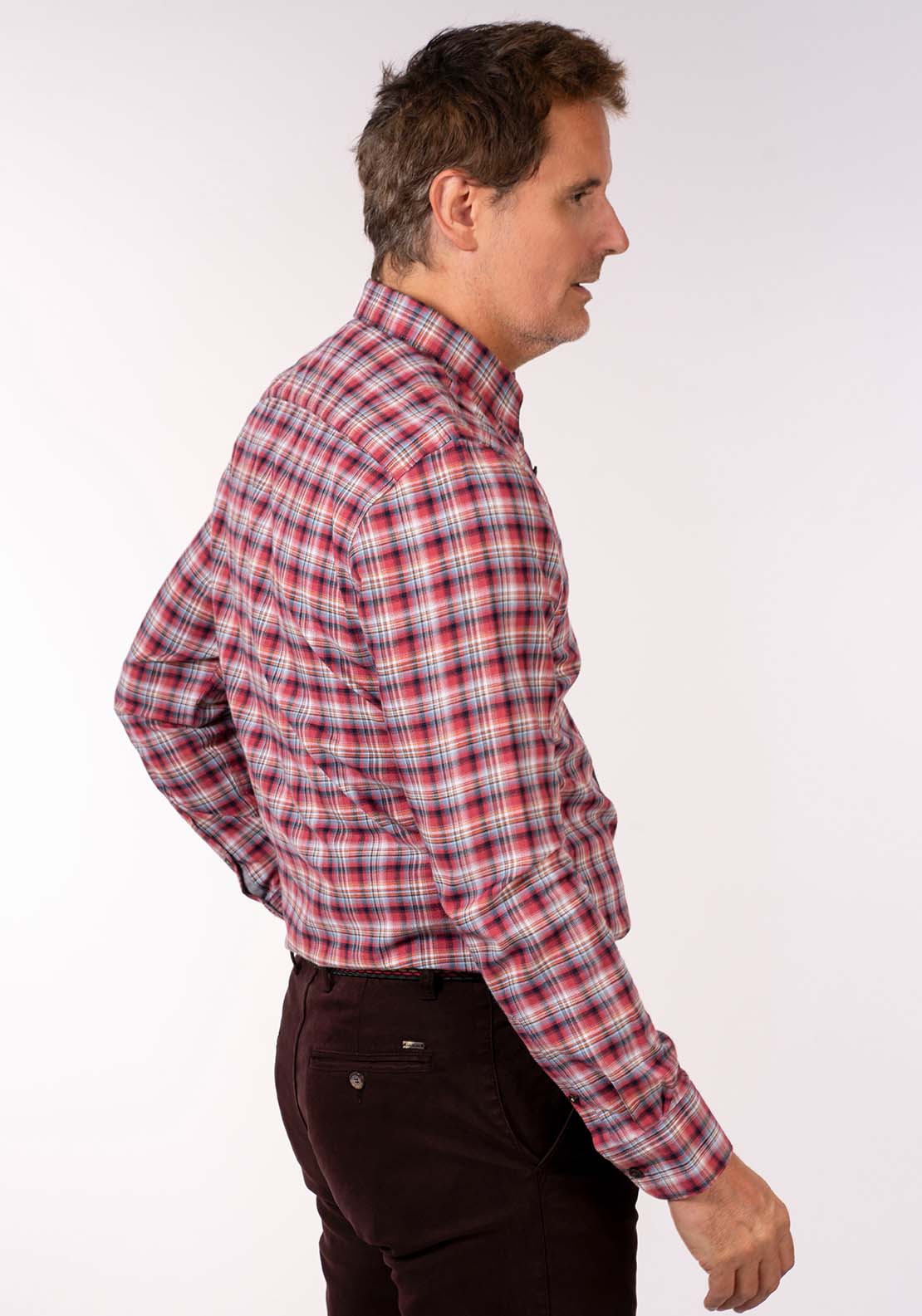 Lerros Long Sleeve Check Shirt - Light Garnet Red 3 Shaws Department Stores