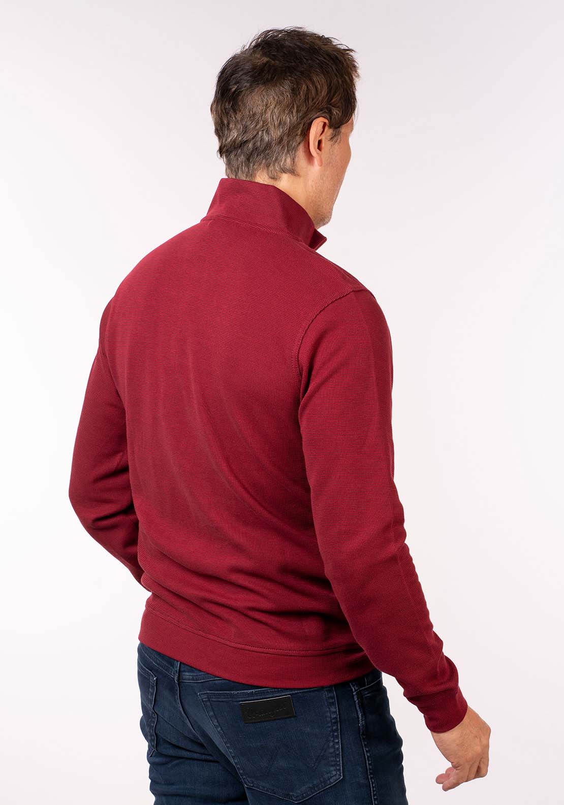 Lerros 1/4 Zip Sweat - Deep Garnet Red 2 Shaws Department Stores