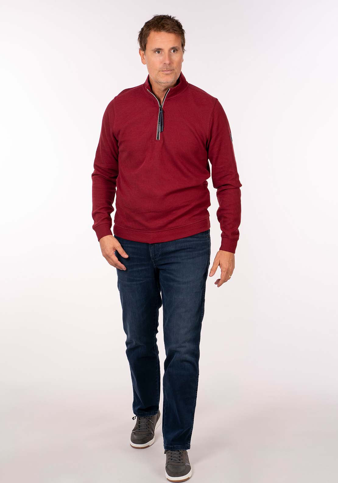 Lerros 1/4 Zip Sweat - Deep Garnet Red 5 Shaws Department Stores