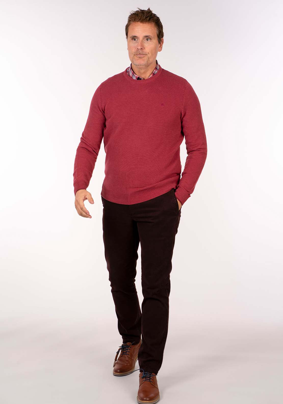 Lerros Crew Neck Knit - Deep Garnet Red 7 Shaws Department Stores