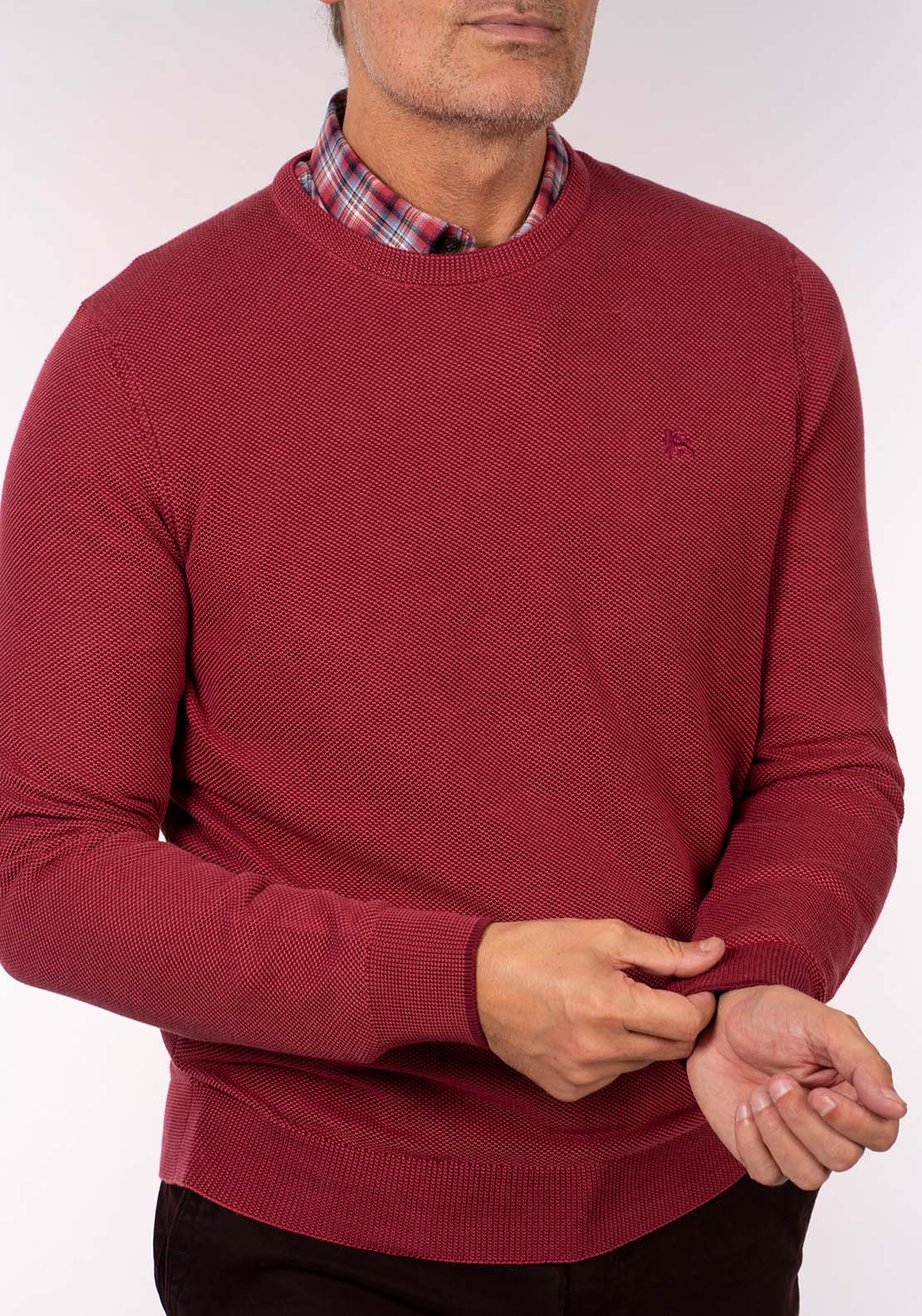 Lerros Crew Neck Knit - Deep Garnet Red 2 Shaws Department Stores