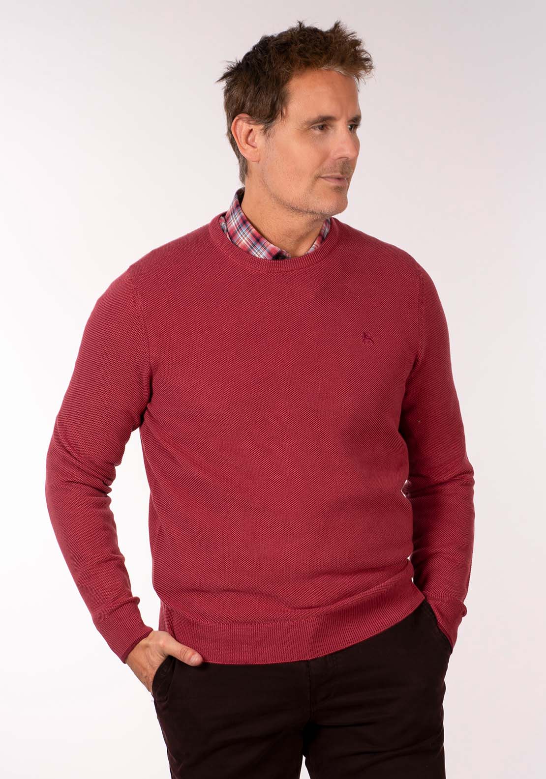 Lerros Crew Neck Knit - Deep Garnet Red 5 Shaws Department Stores