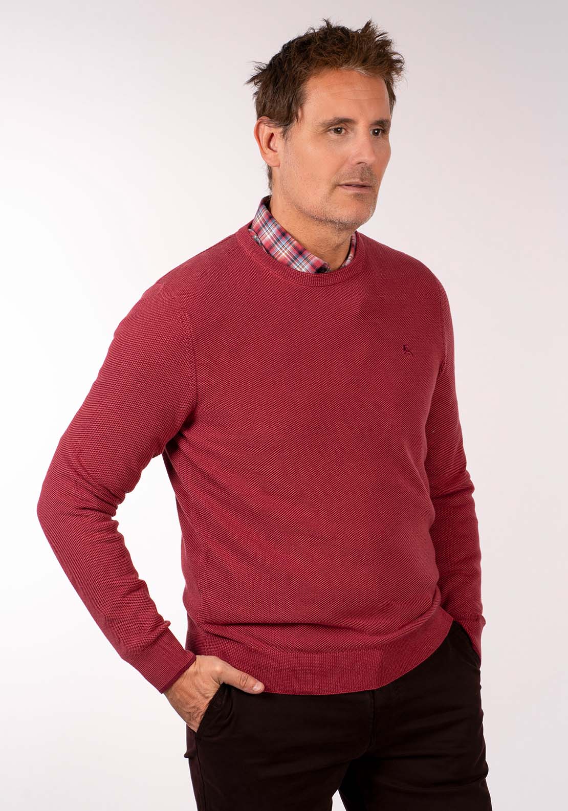 Lerros Crew Neck Knit - Deep Garnet Red 6 Shaws Department Stores
