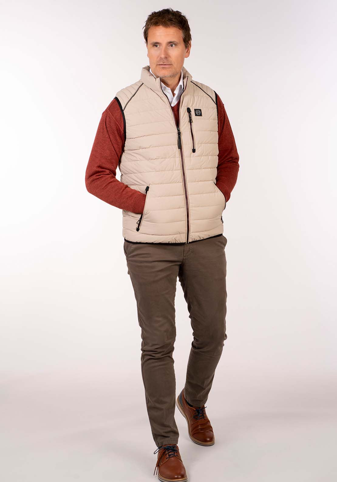 Lerros Quilted Gilet - Beige 4 Shaws Department Stores