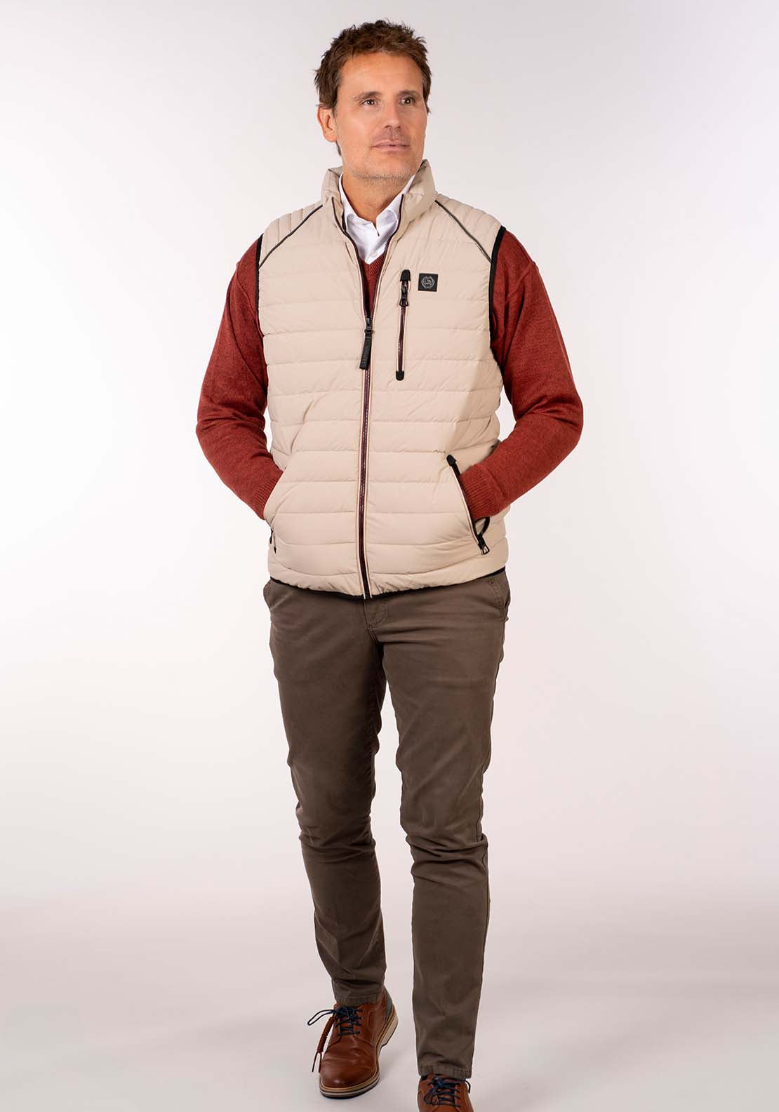 Lerros Quilted Gilet - Beige 1 Shaws Department Stores