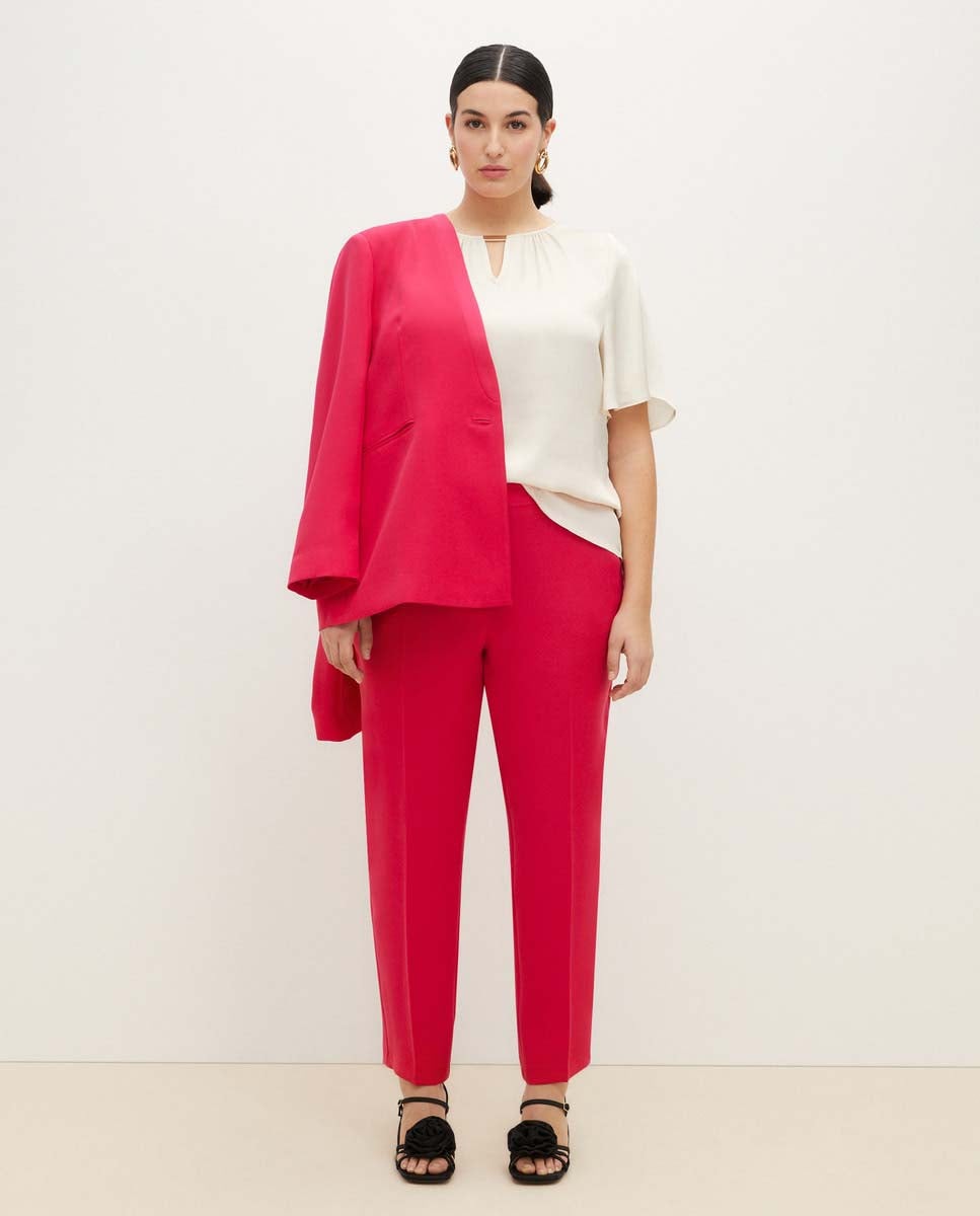 Couchel Bubble Saten Blouse - White 2 Shaws Department Stores