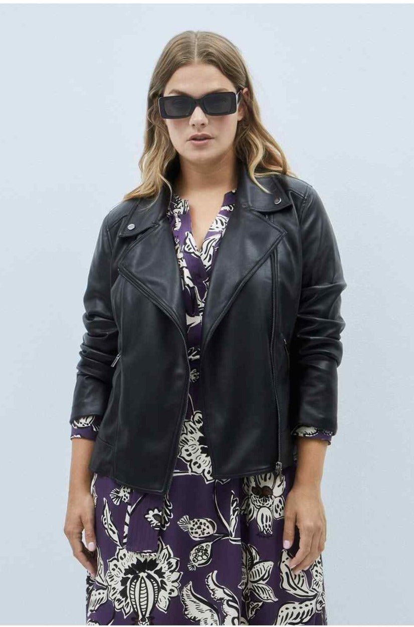 Couchel Biker Synthetic Leather Jacket - Black 1 Shaws Department Stores