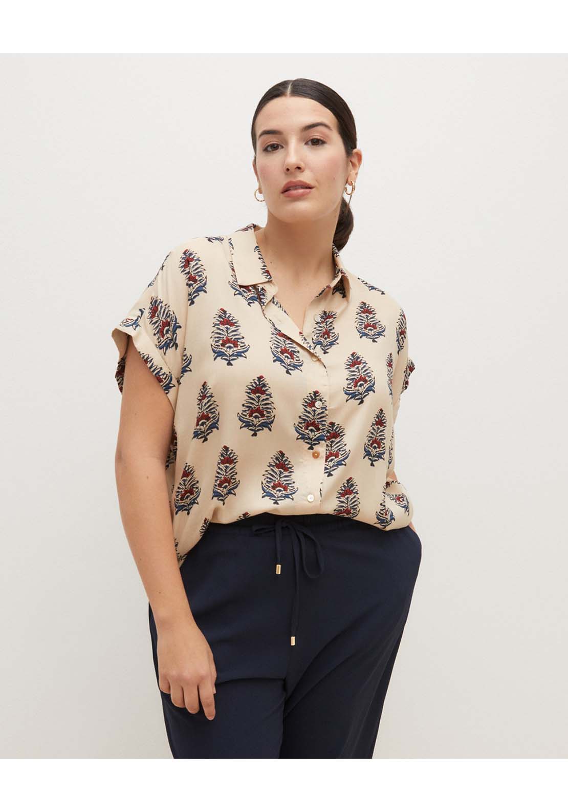Couchel Short Sleeve Blouse Print Leave 1 Shaws Department Stores
