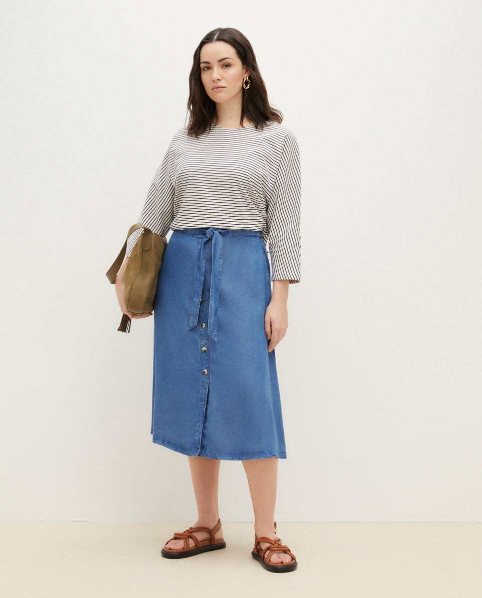 Couchel Fluid Lyocell Midi Skirt - Blue 1 Shaws Department Stores