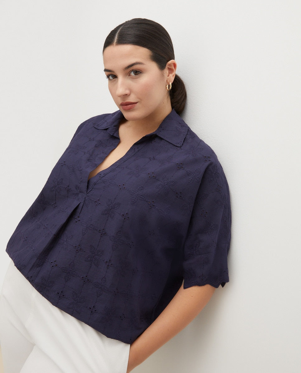 Couchel Embroidery Blouse - Blue 1 Shaws Department Stores