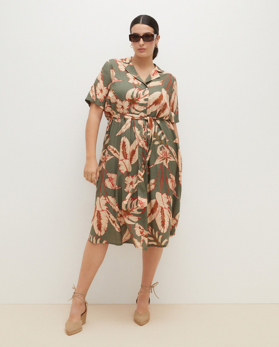 Couchel Shirt Dress - Green Print Floral 1 Shaws Department Stores