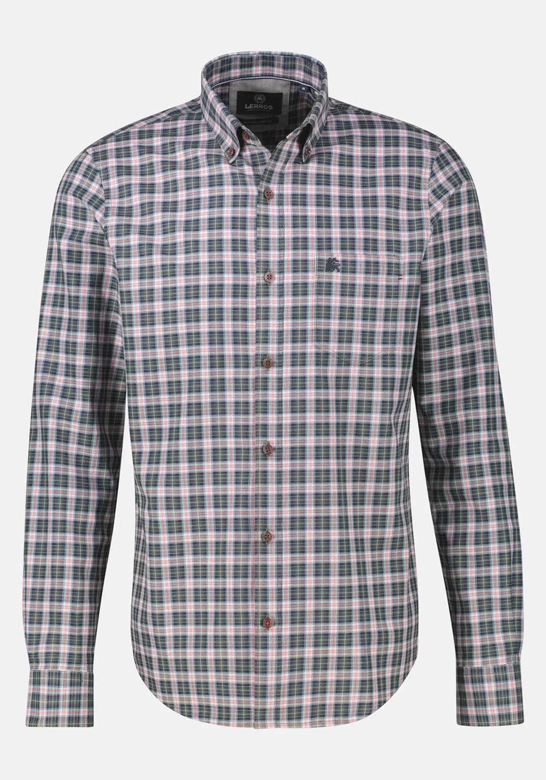 Lerros Long Sleeve Check Shirt - Nordic Olive 6 Shaws Department Stores